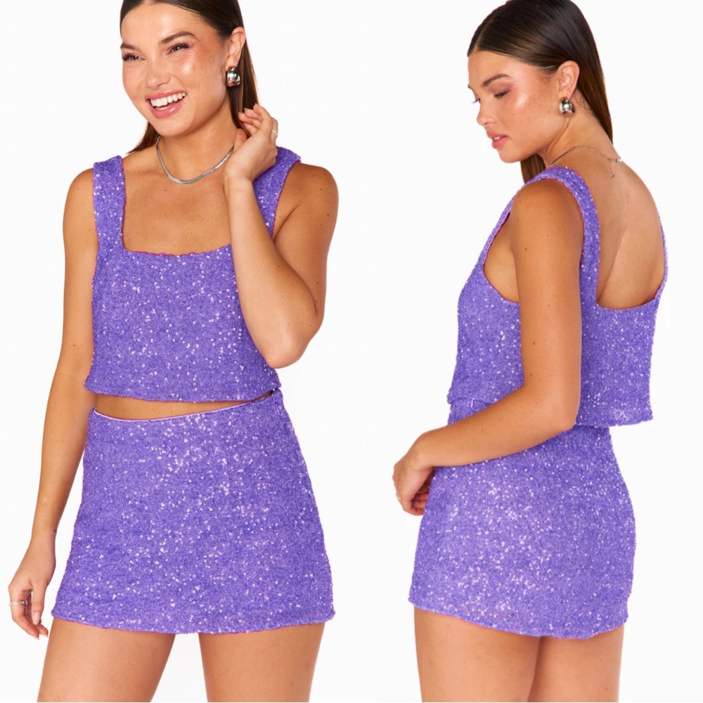 Show Me Your MuMu Purple Sequin Crop Top